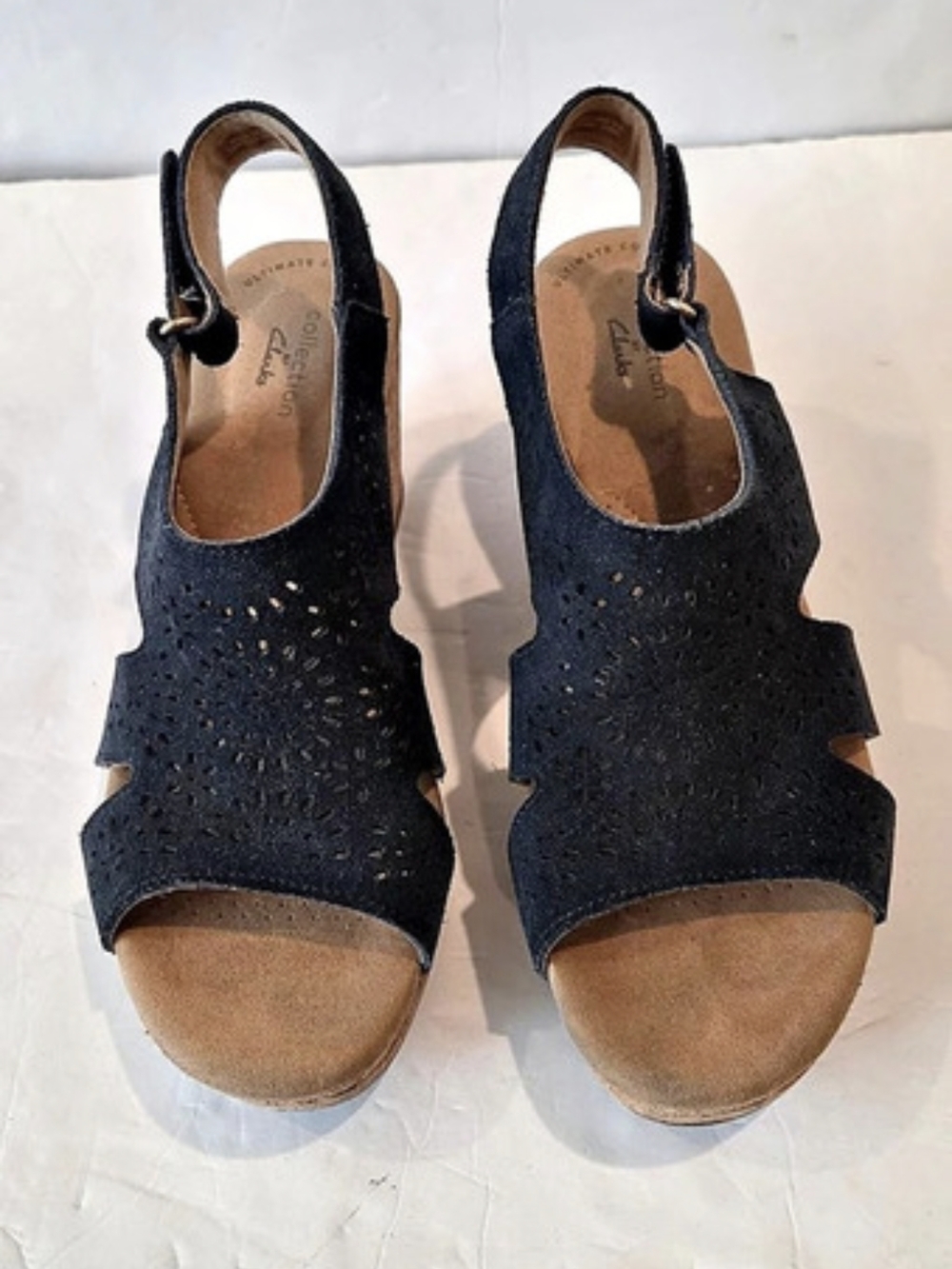 Clarks Navy Giselle Bay Slingback Wedges 8
